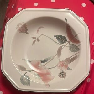 Mikasa White and Pink Dinnerware Plate with Floral Design
